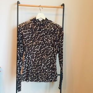 Nordstrom Leopard Print Mesh Top